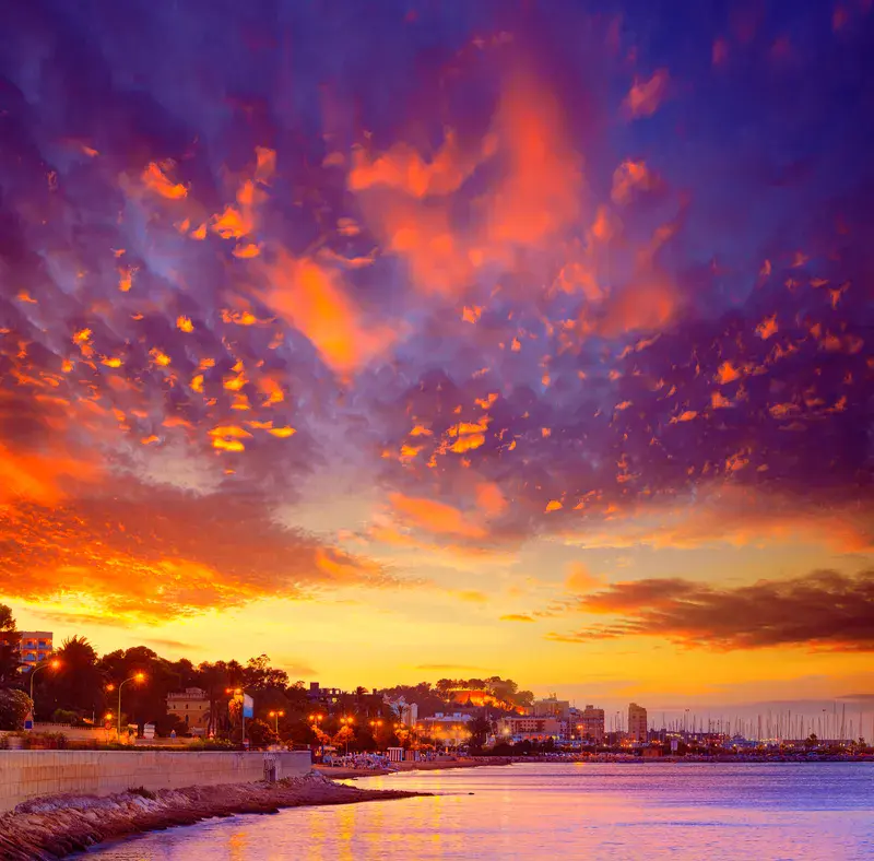 Denia sunset las Rotas in Mediterranean Spain of Alicante