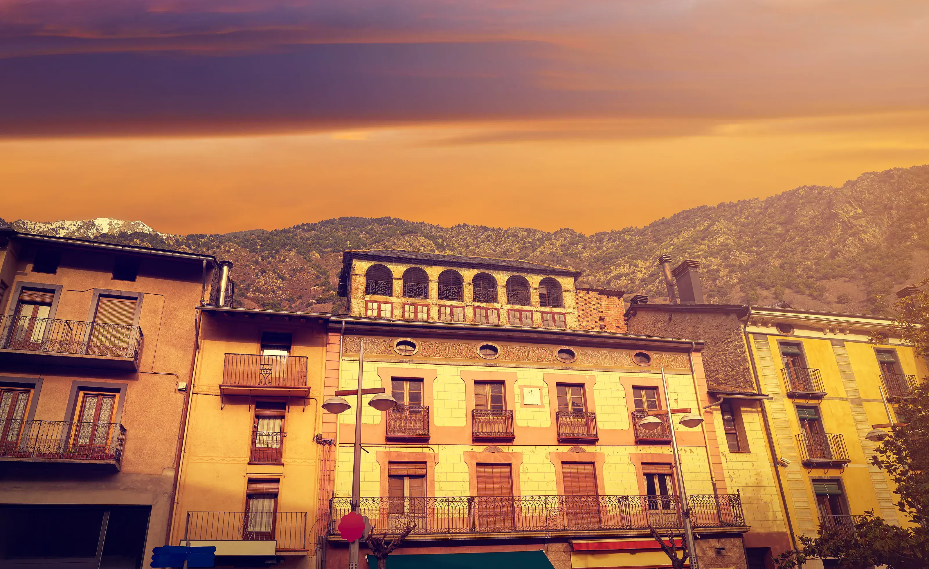 Andorra la Vella facades at Pyrenees
