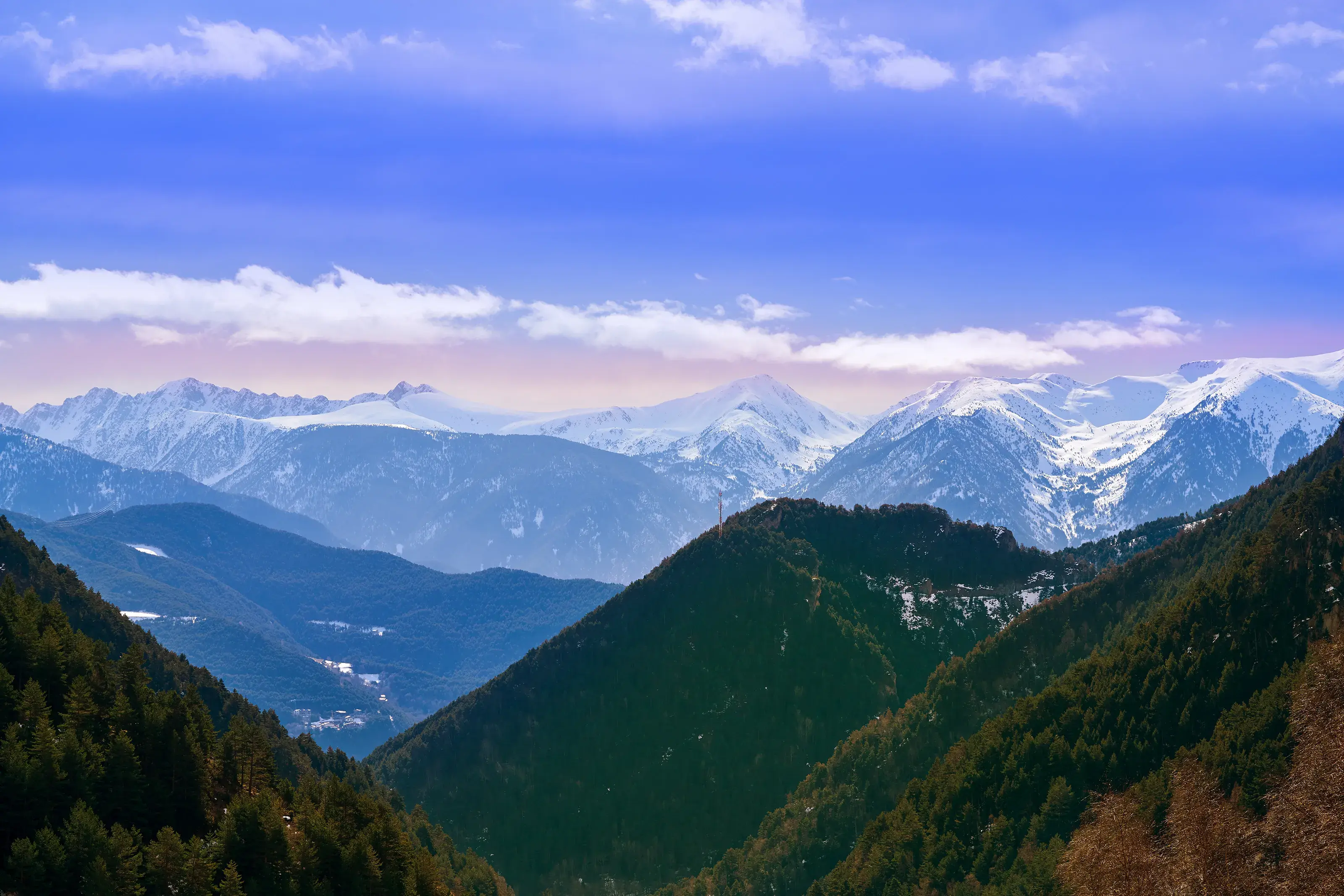 Arinsal mountains in Andorra Pyrenees sunny day