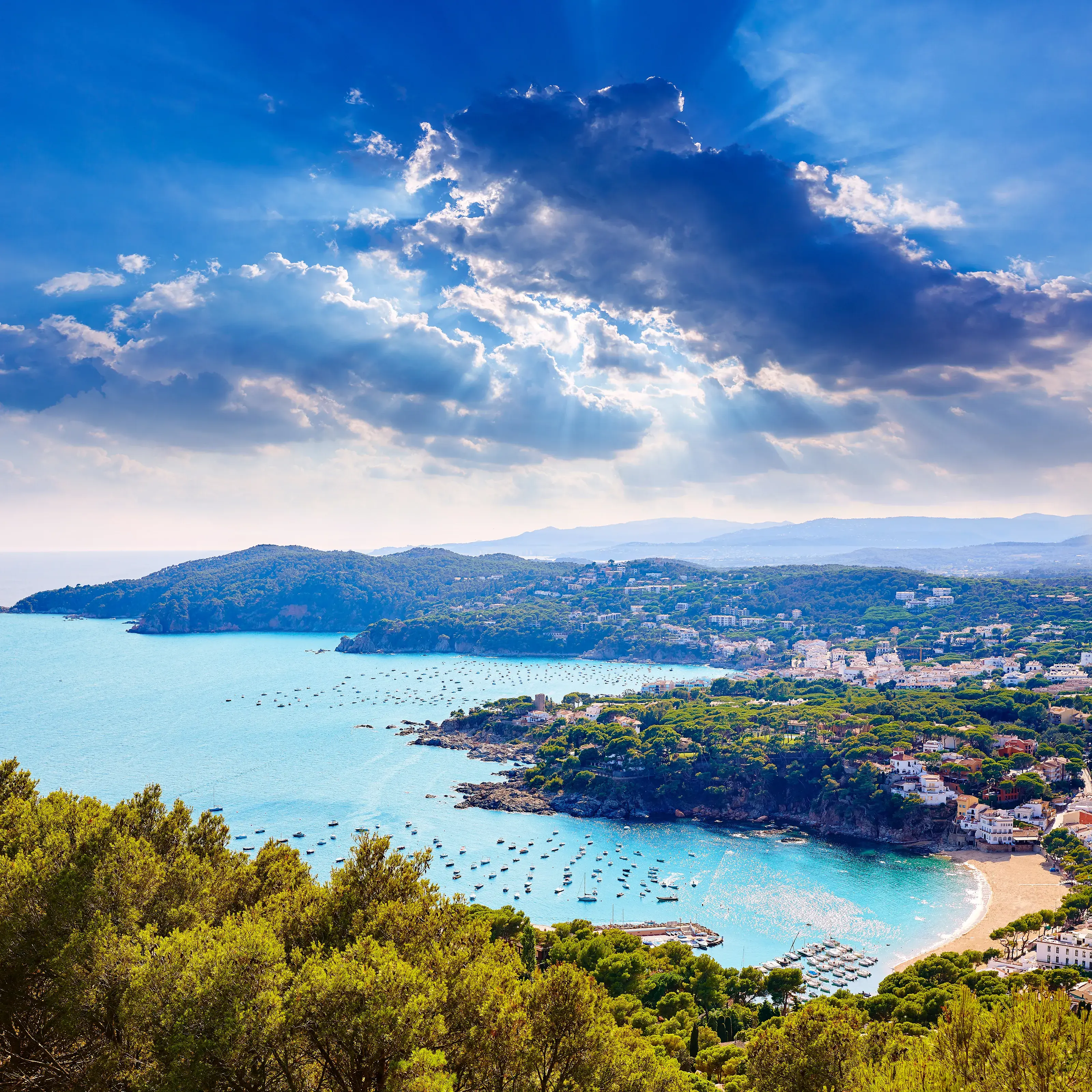 Costa Brava Calella aerial view in girona of Catalonia Spain