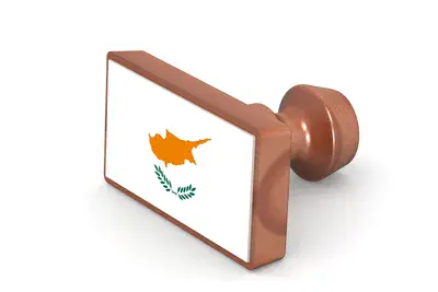 Wooden stamp with Cyprus flag image
