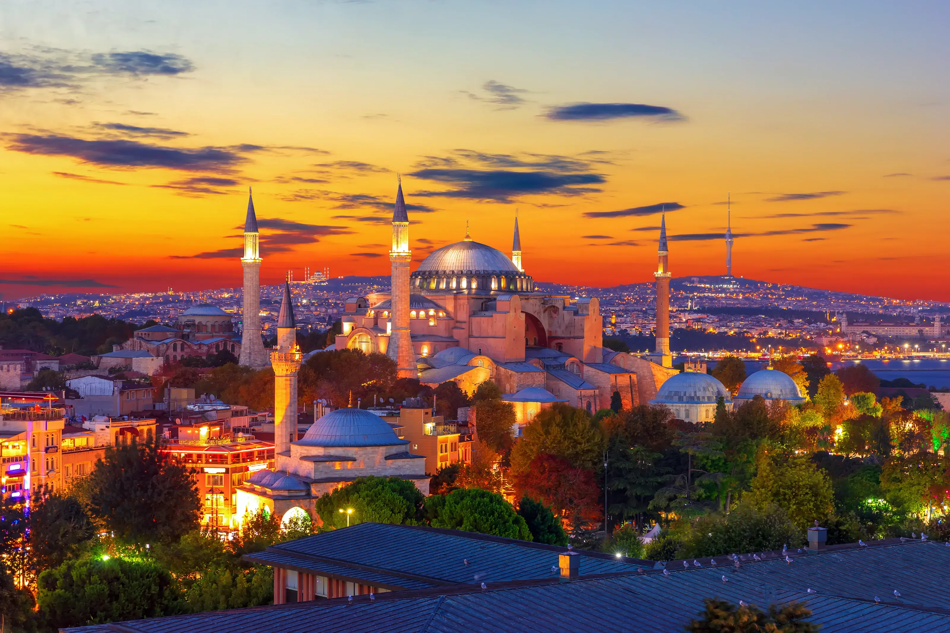Hagia Sophia in the colorful sunset, Istanbul, Turkey.. Hagia Sophia in the colorful sunset, Istanbul, Turkey