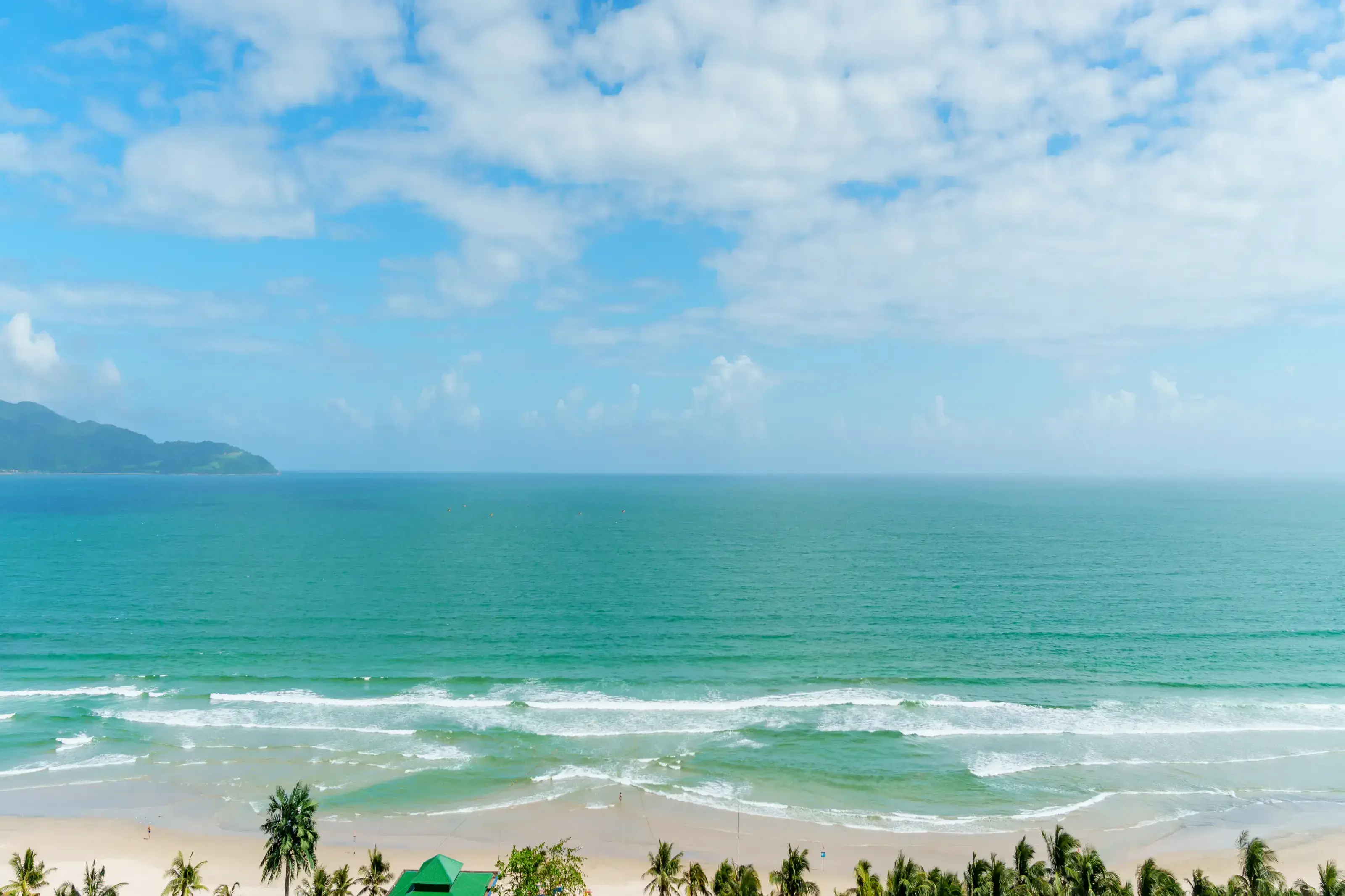 scenery of My Khe beach in Da Nang city, Vietnam. landmark and popular for tourist attractions. Southeast Asia travel concept