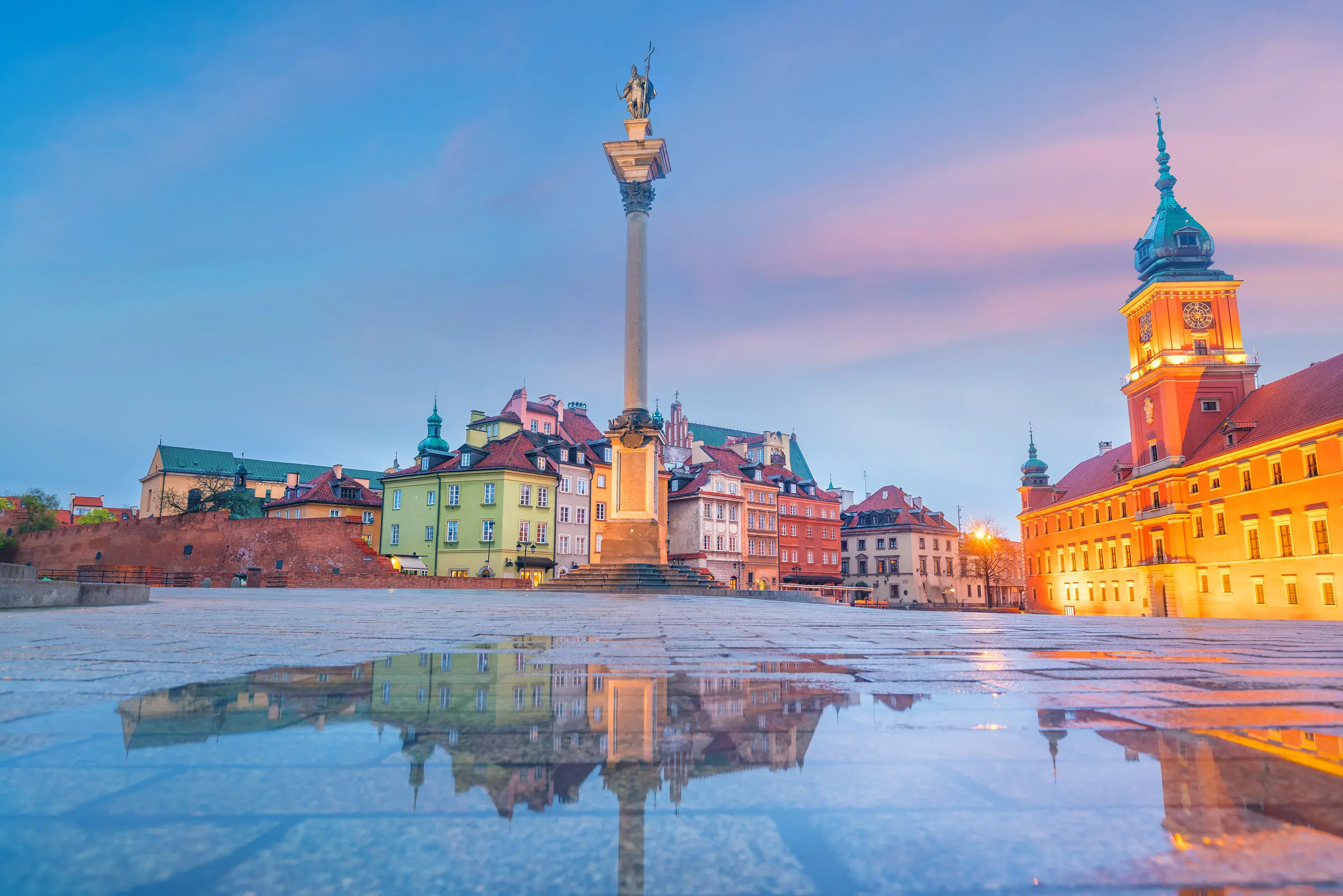 Old town in Warsaw, Poland at twilight