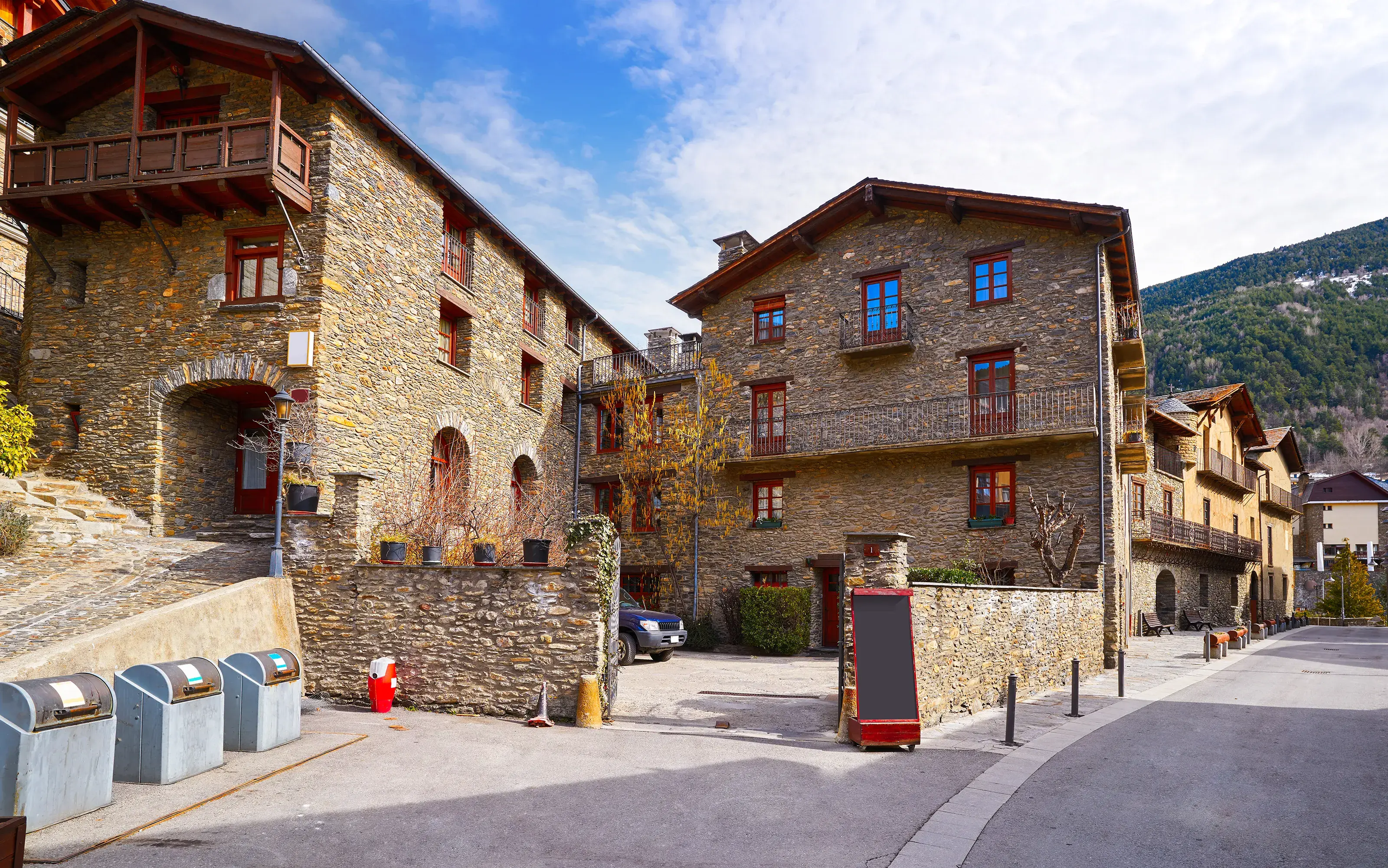 Ordino village in Andorra Pyrenees in ski area