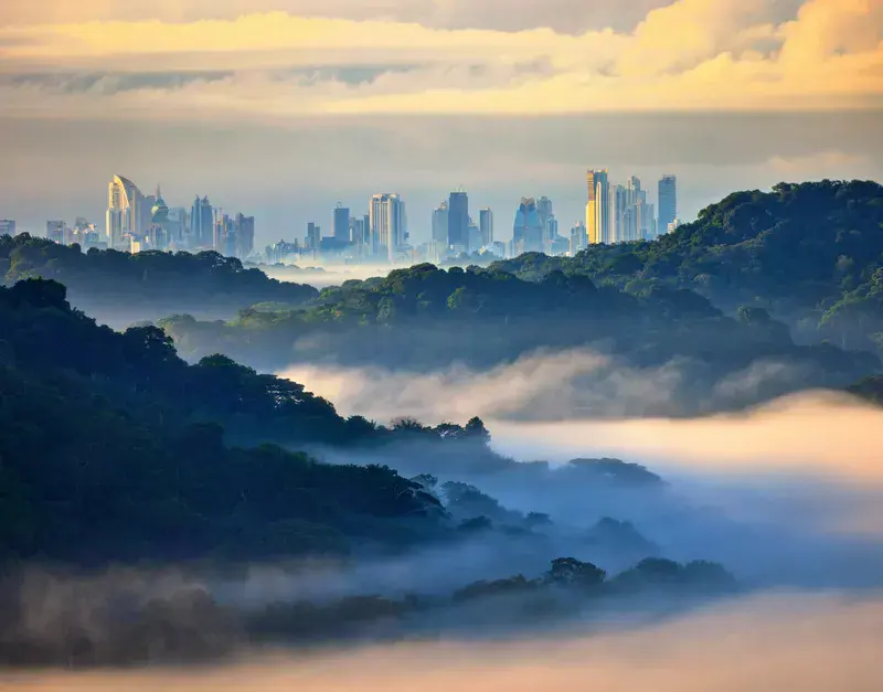 Panama City and Rolling Fog