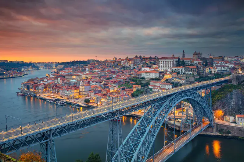 Portugal with the famous Luis I Bridge and the Douro River