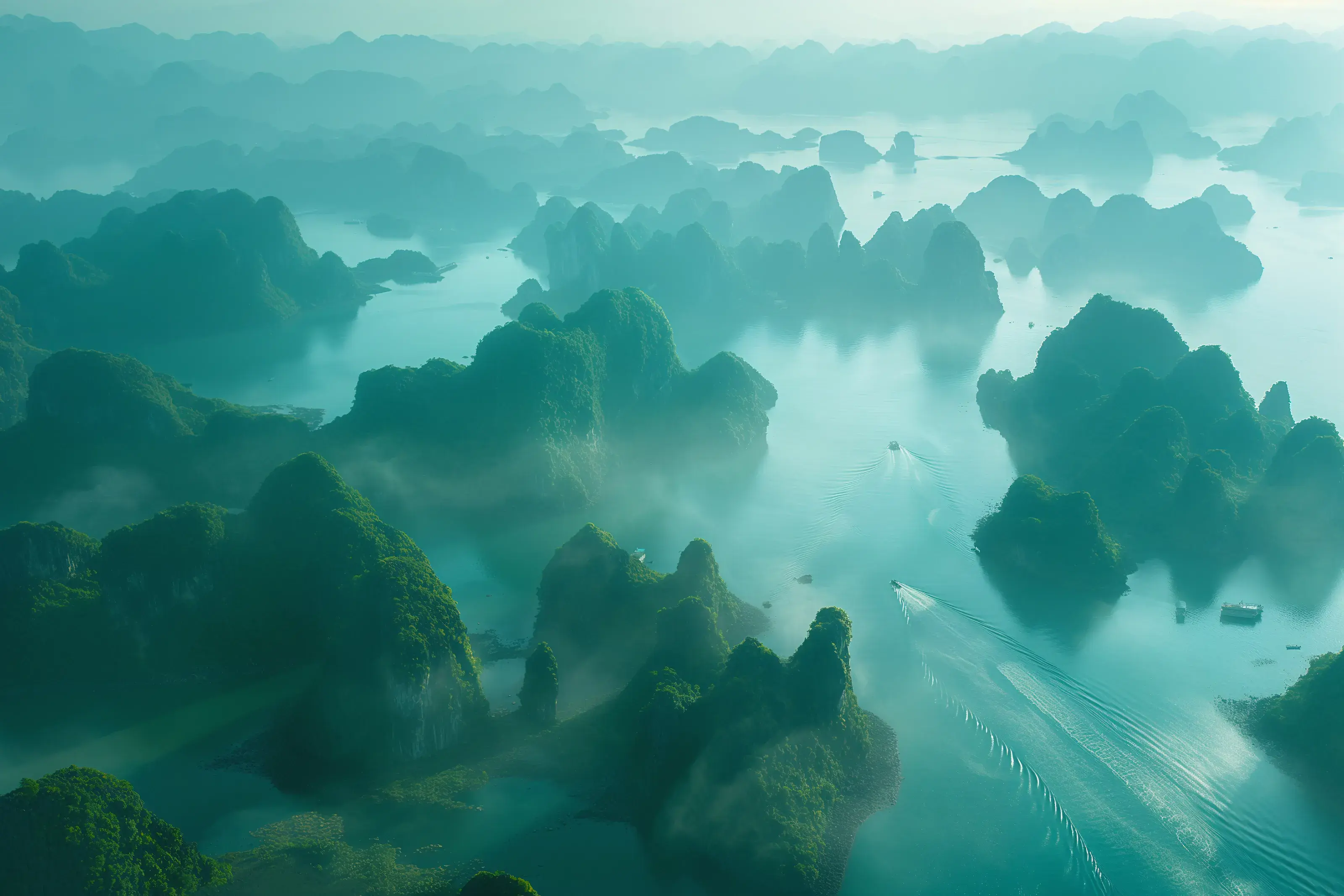 Serene Halong Bay, Vietnam at dawn