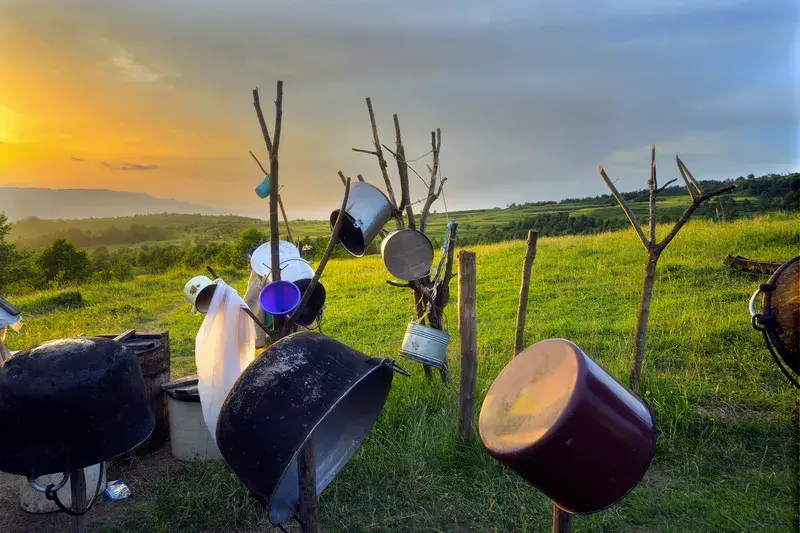 Pots and Pans from Shepherd in the Carpathian Mountains, Romania
