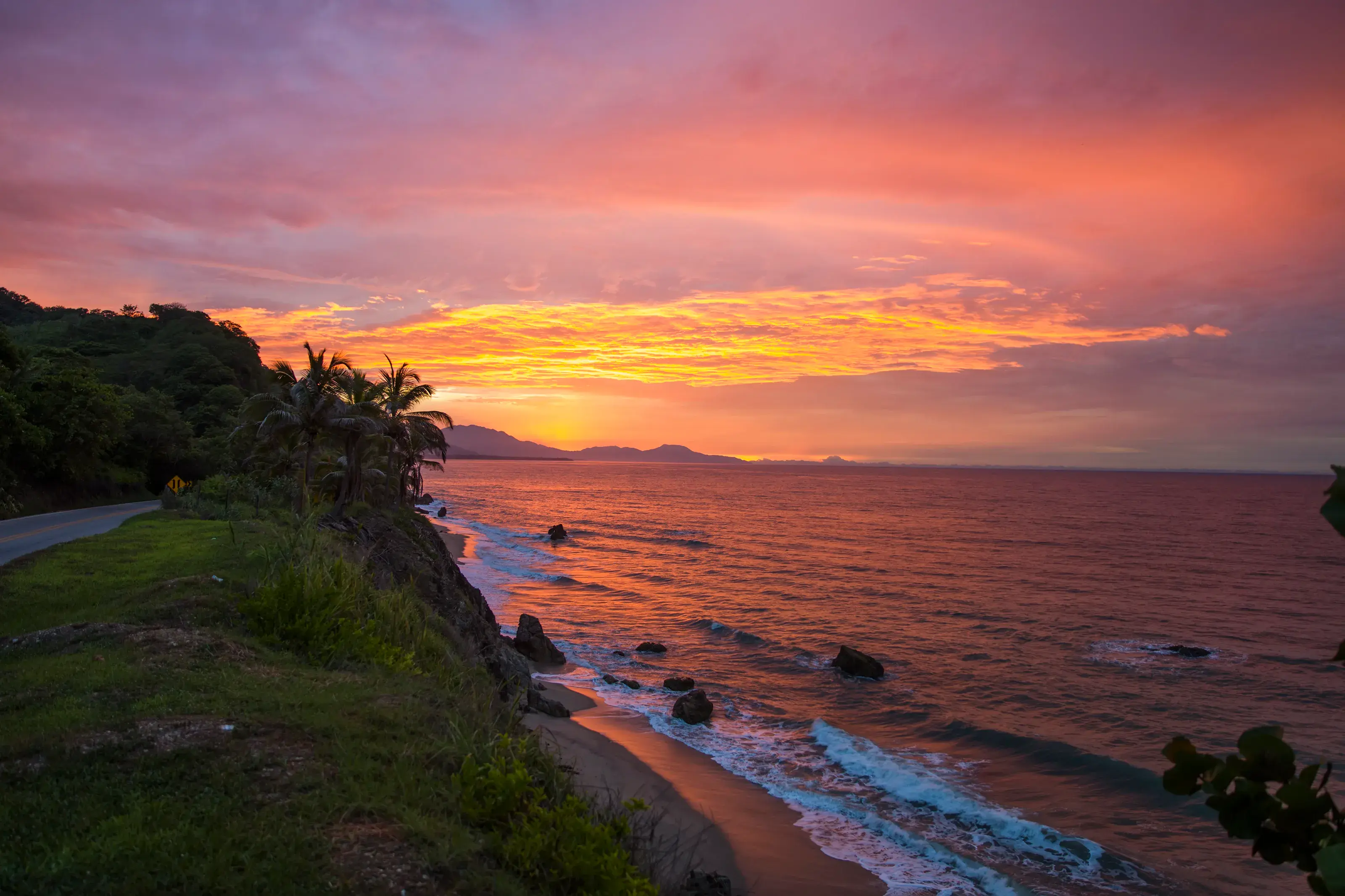 Sunset on the coast of Santa Marta in Colombia