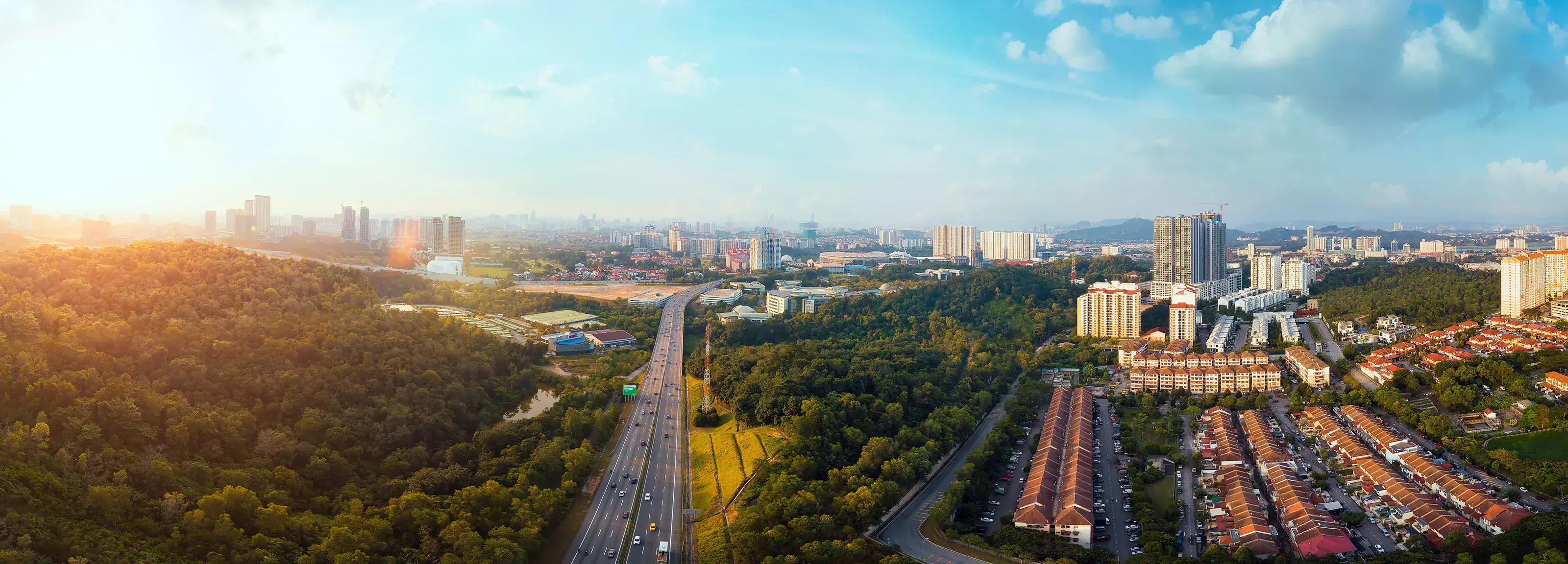 Panorama wide angle view of Kuala Lumpur Malaysia