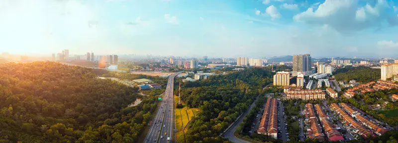 Panorama wide angle view of Kuala Lumpur Malaysia