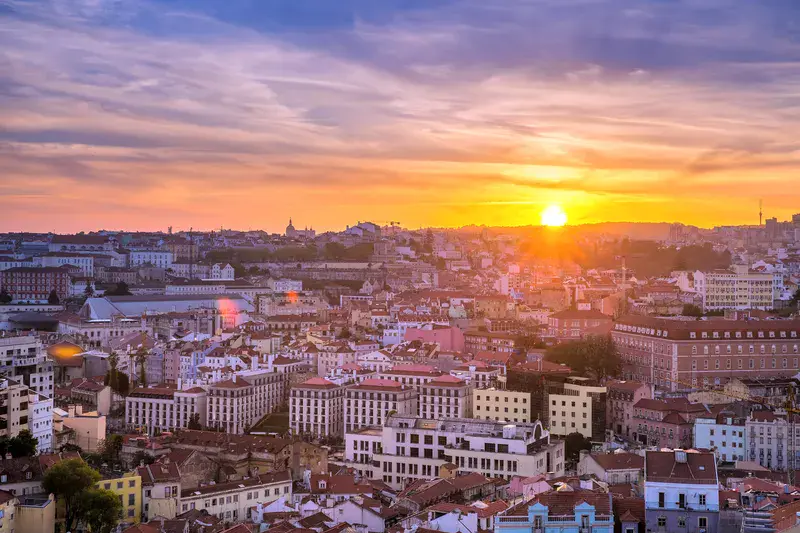 Comp Image Historical center of Lisbon at sunset, Portugal.